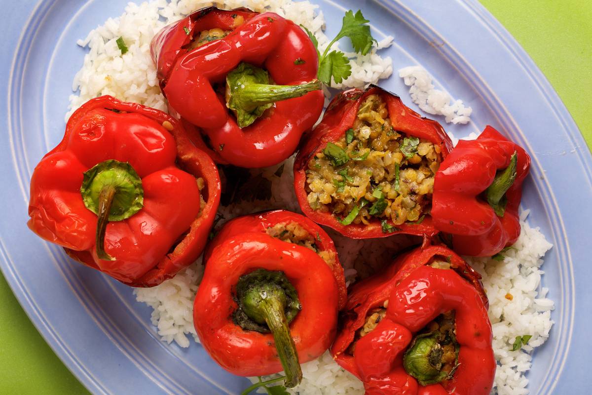Bell Peppers Stuffed With Lentils
